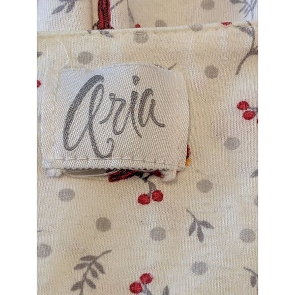 Aria Nightgown Womens M White Red Cardinal Soft Fleece Long Sleeve Grannycore - Picture 7 of 8